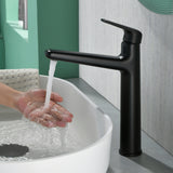 1-Hole Vessel Bathroom Faucet Brass Single Lever Basin Mixer Faucet with Stainles Steel Pop Up Sink Drain