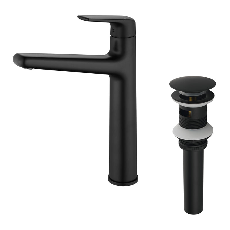 1-Hole Vessel Bathroom Faucet Brass Single Lever Basin Mixer Faucet with Stainles Steel Pop Up Sink Drain