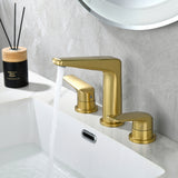 3 Piece Bathroom Sink Faucet Deck Mount Brass 2 Handle 8 In. Widespread Wash Basin Faucet with Popup Drain