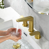 3 Piece Bathroom Sink Faucet Deck Mount Brass 2 Handle 8 In. Widespread Wash Basin Faucet with Popup Drain
