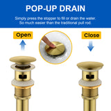 3 Piece Bathroom Sink Faucet Deck Mount Brass 2 Handle 8 In. Widespread Wash Basin Faucet with Popup Drain