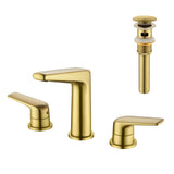 3 Piece Bathroom Sink Faucet Deck Mount Brass 2 Handle 8 In. Widespread Wash Basin Faucet with Popup Drain