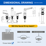 3 Piece Bathroom Sink Faucet Deck Mount Brass 2 Handle 8 In. Widespread Wash Basin Faucet with Popup Drain