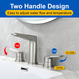 3 Piece Bathroom Sink Faucet Deck Mount Brass 2 Handle 8 In. Widespread Wash Basin Faucet with Popup Drain