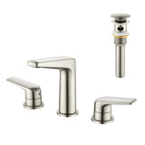 3 Piece Bathroom Sink Faucet Deck Mount Brass 2 Handle 8 In. Widespread Wash Basin Faucet with Popup Drain