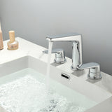 3 Piece Bathroom Sink Faucet Deck Mount Brass 2 Handle 8 In. Widespread Wash Basin Faucet with Popup Drain