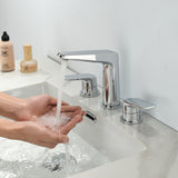 3 Piece Bathroom Sink Faucet Deck Mount Brass 2 Handle 8 In. Widespread Wash Basin Faucet with Popup Drain