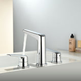 3 Piece Bathroom Sink Faucet Deck Mount Brass 2 Handle 8 In. Widespread Wash Basin Faucet with Popup Drain