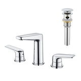 3 Piece Bathroom Sink Faucet Deck Mount Brass 2 Handle 8 In. Widespread Wash Basin Faucet with Popup Drain