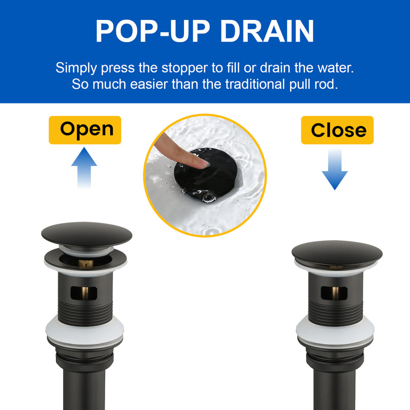 3 Piece Bathroom Sink Faucet Deck Mount Brass 2 Handle 8 In. Widespread Wash Basin Faucet with Popup Drain