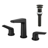 3 Piece Bathroom Sink Faucet Deck Mount Brass 2 Handle 8 In. Widespread Wash Basin Faucet with Popup Drain