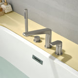 Brass Roman Tub Faucet 4 Piece Deck Mounted Bath Tap with Handshower - Brushed Gold, Brushed Nickel, Matte Black, Chrome