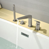 Brass Roman Tub Faucet 4 Piece Deck Mounted Bath Tap with Handshower - Brushed Gold, Brushed Nickel, Matte Black, Chrome