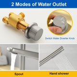 Brass Roman Tub Faucet 4 Piece Deck Mounted Bath Tap with Handshower - Brushed Gold, Brushed Nickel, Matte Black, Chrome