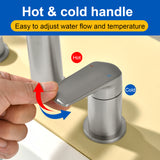 Brass Roman Tub Faucet 4 Piece Deck Mounted Bath Tap with Handshower - Brushed Gold, Brushed Nickel, Matte Black, Chrome