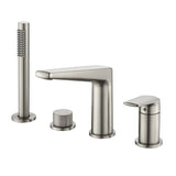 Brass Roman Tub Faucet 4 Piece Deck Mounted Bath Tap with Handshower - Brushed Gold, Brushed Nickel, Matte Black, Chrome
