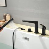 Brass Roman Tub Faucet 4 Piece Deck Mounted Bath Tap with Handshower - Brushed Gold, Brushed Nickel, Matte Black, Chrome