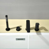 Brass Roman Tub Faucet 4 Piece Deck Mounted Bath Tap with Handshower - Brushed Gold, Brushed Nickel, Matte Black, Chrome