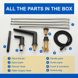 Brass Roman Tub Faucet 4 Piece Deck Mounted Bath Tap with Handshower - Brushed Gold, Brushed Nickel, Matte Black, Chrome