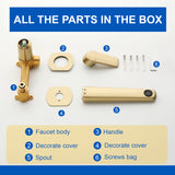 Two-Hole Wall Mount Faucet Vanity Brass Single Lever Washbasin Faucet with Hot Cold Water Mixer for Hotel Bathroom