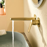 Two-Hole Wall Mount Faucet Vanity Brass Single Lever Washbasin Faucet with Hot Cold Water Mixer for Hotel Bathroom