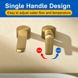 Two-Hole Wall Mount Faucet Vanity Brass Single Lever Washbasin Faucet with Hot Cold Water Mixer for Hotel Bathroom