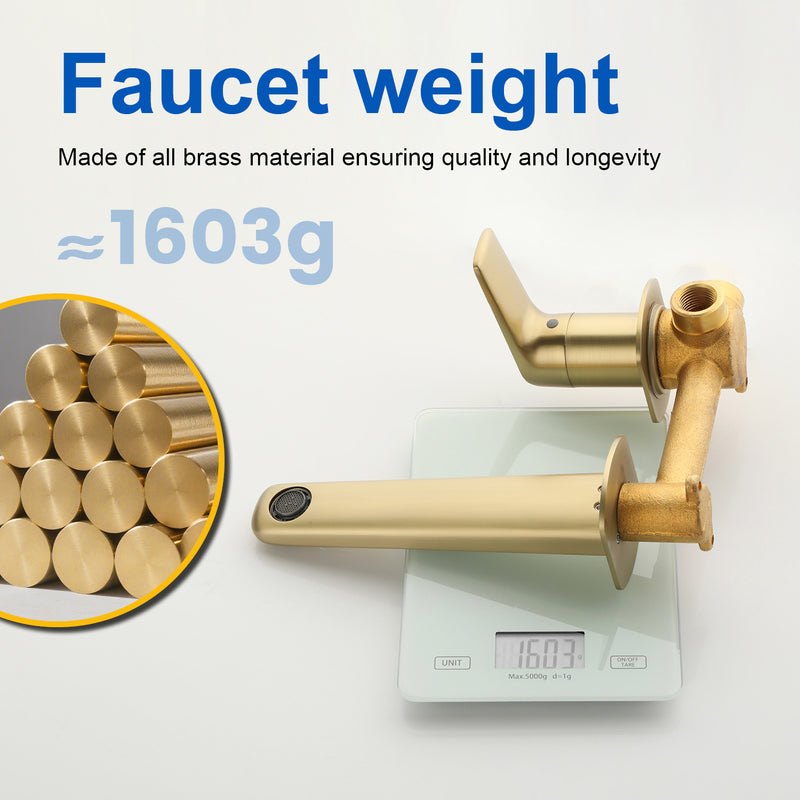 Two-Hole Wall Mount Faucet Vanity Brass Single Lever Washbasin Faucet with Hot Cold Water Mixer for Hotel Bathroom