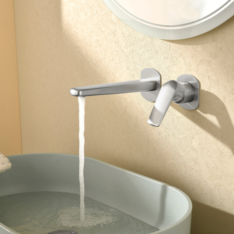 Two-Hole Wall Mount Faucet Vanity Brass Single Lever Washbasin Faucet with Hot Cold Water Mixer for Hotel Bathroom