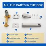 Two-Hole Wall Mount Faucet Vanity Brass Single Lever Washbasin Faucet with Hot Cold Water Mixer for Hotel Bathroom