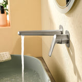Two-Hole Wall Mount Faucet Vanity Brass Single Lever Washbasin Faucet with Hot Cold Water Mixer for Hotel Bathroom