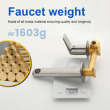 Two-Hole Wall Mount Faucet Vanity Brass Single Lever Washbasin Faucet with Hot Cold Water Mixer for Hotel Bathroom