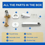 Two-Hole Wall Mount Faucet Vanity Brass Single Lever Washbasin Faucet with Hot Cold Water Mixer for Hotel Bathroom