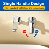 Two-Hole Wall Mount Faucet Vanity Brass Single Lever Washbasin Faucet with Hot Cold Water Mixer for Hotel Bathroom