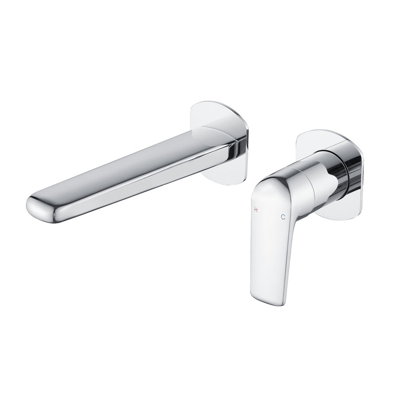 Two-Hole Wall Mount Faucet Vanity Brass Single Lever Washbasin Faucet with Hot Cold Water Mixer for Hotel Bathroom