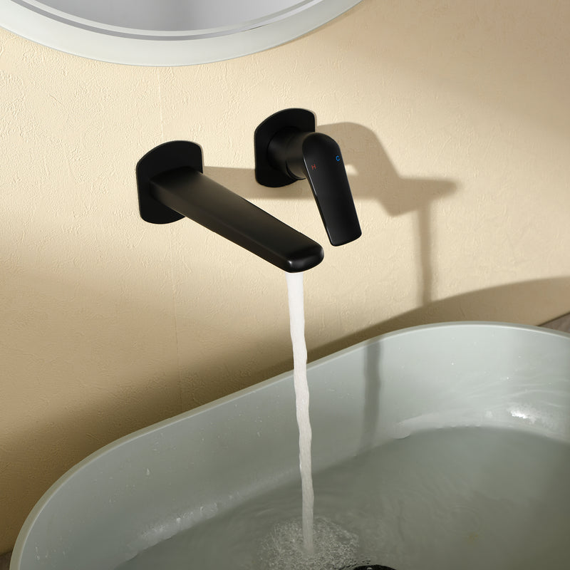 Two-Hole Wall Mount Faucet Vanity Brass Single Lever Washbasin Faucet with Hot Cold Water Mixer for Hotel Bathroom