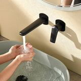 Two-Hole Wall Mount Faucet Vanity Brass Single Lever Washbasin Faucet with Hot Cold Water Mixer for Hotel Bathroom