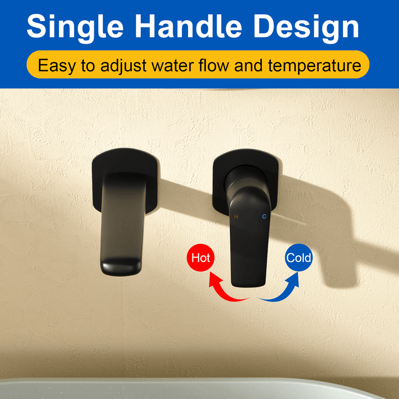 Two-Hole Wall Mount Faucet Vanity Brass Single Lever Washbasin Faucet with Hot Cold Water Mixer for Hotel Bathroom