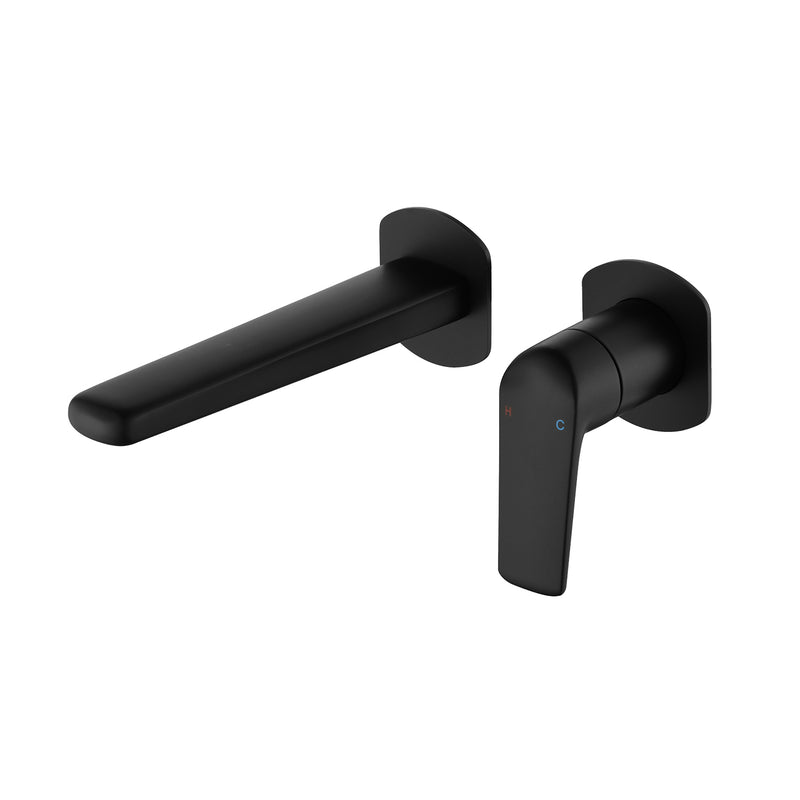Two-Hole Wall Mount Faucet Vanity Brass Single Lever Washbasin Faucet with Hot Cold Water Mixer for Hotel Bathroom