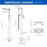 Single-Handle Stand Alone Bathtub Faucet Hot and Cold Water Freestanding Bathtub Filler with High Pressure Hand Shower in Brushed Gold, Brushed Nickel, Matte Black, Chrome