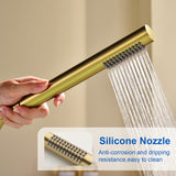 Single-Handle Stand Alone Bathtub Faucet Hot and Cold Water Freestanding Bathtub Filler with High Pressure Hand Shower in Brushed Gold, Brushed Nickel, Matte Black, Chrome