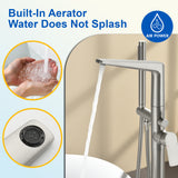 Single-Handle Stand Alone Bathtub Faucet Hot and Cold Water Freestanding Bathtub Filler with High Pressure Hand Shower in Brushed Gold, Brushed Nickel, Matte Black, Chrome