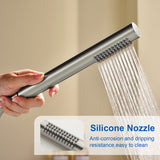 Single-Handle Stand Alone Bathtub Faucet Hot and Cold Water Freestanding Bathtub Filler with High Pressure Hand Shower in Brushed Gold, Brushed Nickel, Matte Black, Chrome