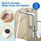 Single-Handle Stand Alone Bathtub Faucet Hot and Cold Water Freestanding Bathtub Filler with High Pressure Hand Shower in Brushed Gold, Brushed Nickel, Matte Black, Chrome