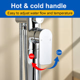 Single-Handle Stand Alone Bathtub Faucet Hot and Cold Water Freestanding Bathtub Filler with High Pressure Hand Shower in Brushed Gold, Brushed Nickel, Matte Black, Chrome