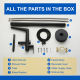 Single-Handle Stand Alone Bathtub Faucet Hot and Cold Water Freestanding Bathtub Filler with High Pressure Hand Shower in Brushed Gold, Brushed Nickel, Matte Black, Chrome