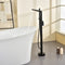 Single-Handle Stand Alone Bathtub Faucet Hot and Cold Water Freestanding Bathtub Filler with High Pressure Hand Shower in Brushed Gold, Brushed Nickel, Matte Black, Chrome