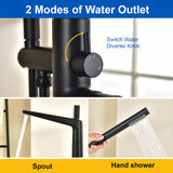 Single-Handle Stand Alone Bathtub Faucet Hot and Cold Water Freestanding Bathtub Filler with High Pressure Hand Shower in Brushed Gold, Brushed Nickel, Matte Black, Chrome