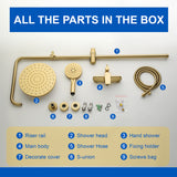 Wall Mounted 2-Function Exposed Shower Faucet with Slide Bar, 10Inch ABS Round Shower Head, 3-Setting Handheld Shower