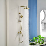 Wall Mounted 2-Function Exposed Shower Faucet with Slide Bar, 10Inch ABS Round Shower Head, 3-Setting Handheld Shower