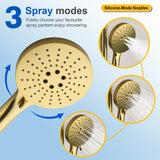 Wall Mounted 2-Function Exposed Shower Faucet with Slide Bar, 10Inch ABS Round Shower Head, 3-Setting Handheld Shower